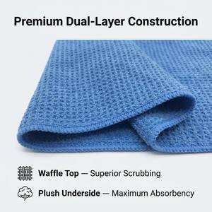 Paño de Limpieza de Microfibra Tipo Waffle Súper Suave de 40x40cm, 450GSM, 80% Poliéster, 20% Poliamida, Secado Rápido, Lavable, para Hogar, Vehículo y Vidrio - Product Image 4