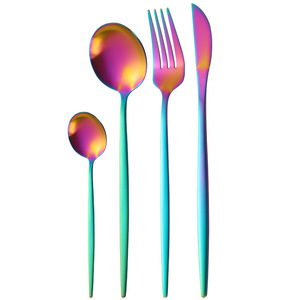 Stainless Steel Cutlery Set Polished Round Spoon Coffee Spoon Western Steak Knife Fork Durable Solid Color Adult Use - Product Image 5