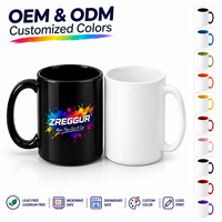 Mug à café en céramique de 15 oz, logo personnalisé, sublimation, mug vierge, poignée et intérieur colorés, vente en gros, cadeau promotionnel, fabricant OEM