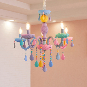 <span class=keywords><strong>Lampadario</strong></span> Moderno Minimalista in Cristallo Macaron, Illuminazione Interna Colorata a Forma di Candela per Camera dei Bambini e Camera da Letto - Product Image 6