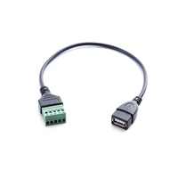 Cable adaptador de extensión USB 2.0 C Micro Mini5P macho a conector de terminal de tornillo verde con núcleo de cobre para carga y datos
