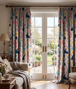 Charming Pastel Easter Rabbit Curtain Velvet Or Blackout Art Nouveau <b>Window</b> Panel Elegant Printed Drapes for Living Room Bedroom - Product Image 2