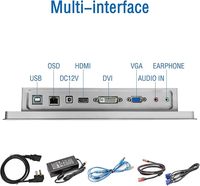 Nouvel écran tactile interactif industriel intégré de 10,1 pouces, écran capacitif multi-touch, étanche IP65 à l'avant, argent