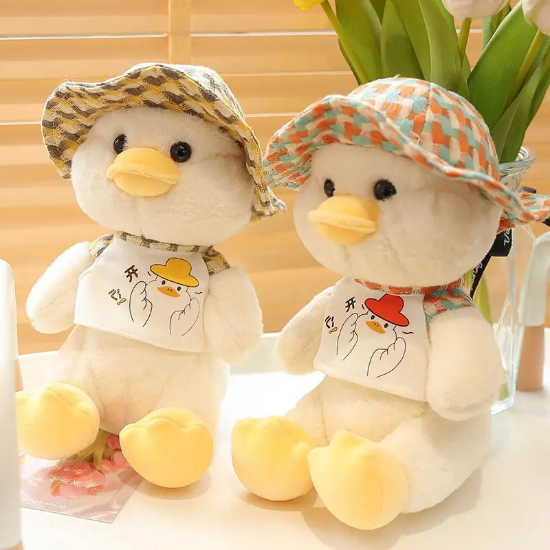 Yeni yaratıcı şapka ördek peluş bebek sevimli mutlu ördek çocuk yumuşak peluş oyuncak hediye toptan