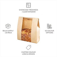 Sac à pain en papier kraft brun avec fenêtre, pour emballage de pain au levain et de toasts, sac alimentaire de conservation, avec étiquette autocollante personnalisable
