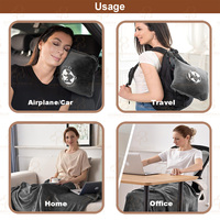 Coussin de voyage portable avec logo brodé personnalisé, couverture 2 en 1 pliable pour avion et voiture avec fermeture éclair et sac