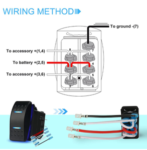 Interrupteur <span class=keywords><strong>à</strong></span> bascule étanche ON/OFF/ON DPDT 7 broches 12V 24V avec câbles de raccordement pour treuils, pompes, voitures, camions, caravanes, bateaux, VR, SUV, VTT - Product Image 6