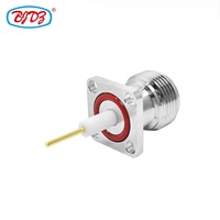 Brida de 4 agujeros de fábrica, conector hembra tipo N de 17,5mm, montaje en Panel de soldadura con conectores coaxiales RF de 20mm