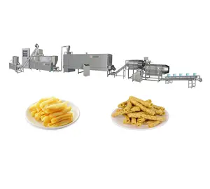 Totalmente Automático Extrudado Puffed Corn Snacks Puff Food Processing Machine