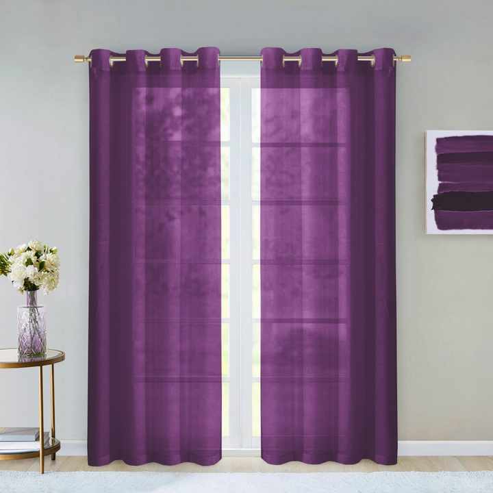 Set of Two 84\" Purple Solid Modern Window Panels HMS Blinds Shades & Shutters