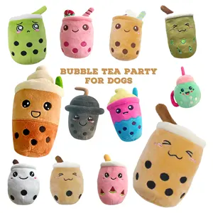 Boba Bubble Tea Shaped Squeaky Plush Dog Toys For Dogs Chewing