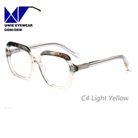 Monture optique hexagonale en acétate sur mesure OEM, taille 55-16-145, anti-lumière bleue, pour adultes unisexes, usine de lunettes