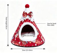 Tente pour animaux de compagnie en forme de sapin de Noël, douce et chaude, en peluche, lit pour chat et chien, maison pour animaux de compagnie pour les fêtes d'hiver, pour petits animaux