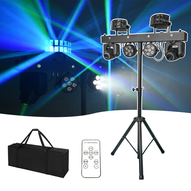 Portable Gig Bar 2x30W RGBW butterfly Strobe Par Moving Head Removable bar Light Disco Dj Party Stage Light With T bar Stand