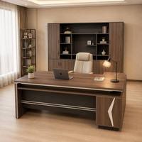Bureau de direction modulaire contemporain en forme de L avec armoire à tiroirs latérale pour usage professionnel