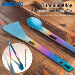 <span class=keywords><strong>Set</strong></span> di Posate in Titanio Puro Ecologico Moderno, Utensili da Campeggio, Pinze, Spatola, Forchetta, Cucchiaio, Ultra-leggero, Portatile, per Esterni, Logo Personalizzabile - Product Image 1