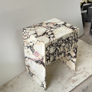 Factory Direct Calacatta Viola Nightstand with One Drawer Durable <strong>Marble</strong> Bedroom <strong>Bedside</strong> <strong>Table</strong> - Product Image 6