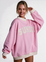 Sweatshirt Mockneck Wanita Logo Kustom Cetak HD Bordir Katun Fleece Oversized Pullover