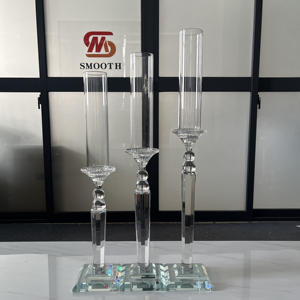 Portavelas de cristal directo de fábrica suave candelabro de cristal transparente de 7 brazos para decoración de boda - Product Image 4