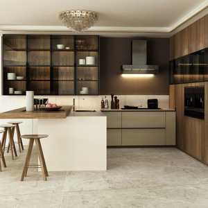 Gabinetes de Cocina Modernos de Madera Contrachapada de Roble/Nogal, Muebles Modernos Completos, Gabinetes de Cocina con Vitrinas - Product Image 4