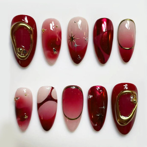 <span class=keywords><strong>Uñas</strong></span> Postizas de Media Cobertura, Color <span class=keywords><strong>Rosa</strong></span> Cereza, Dulce Sueño, Hechas a Mano, Precio Bajo al por Mayor - Product Image 2