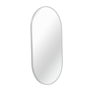 Silver 20 X 33 Inch Metal Oval Wall Mirror With Frosted Glass <b>Sconces</b> - Product Image 5