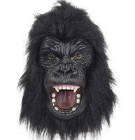 Masque d'animal en latex pour visage complet, accessoire de costume d'Halloween singe singe diamant noir, simulation amusante, écologique, pour les fêtes