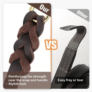 Correa fuerte y duradera para mascotas, fabricante personalizado, venta al por mayor, correa de cuero genuino para perros grandes y medianos - Product Image 5