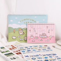 Cuaderno de Pegatinas Kawaii con Dibujos Animados, Papel de Doble Cara, Encuadernación en Espiral, Cinta Adhesiva Washi, Libro de Almacenamiento, Material de Papelería para Scrapbooking DIY