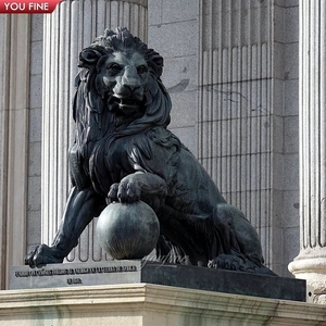 Scultura di Leone in Bronzo Dorato YOUFINE, Decorazione per Ingressi e Piazze, Statua Artistica di Animali Maestosi - Product Image 4