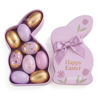 Emballage de chocolat de Pâques en forme de lapin de qualité alimentaire personnalisé OEM, estampage à chaud doré, boîte cadeau de fête en deux parties avec ruban