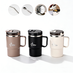 Taza de Café de Acero Inoxidable con Asa, Vaso de Viaje Antiderrames de 550 ml, Taza de Agua Aislada, Infusor de Té Desmontable, Cuchara Plegable - Product Image 1