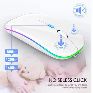 <span class=keywords><strong>Souris</strong></span> optique ultra-mince rechargeable avec rétroéclairage LED RVB 1600 DPI, 4D, sans fil 2,4 GHz pour ordinateur portable/PC, interface USB <span class=keywords><strong>Bluetooth</strong></span> 3D - Product Image 6