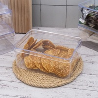 Boîte d'emballage alimentaire en plastique PS de qualité alimentaire, rectangulaire, double couche, fond concave, épaisseur 1 mm, avec couvercle, pour biscuits et aliments secs