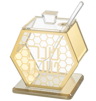Plat à miel hexagonal en acrylique personnalisé en usine, plat à miel en lucite, judaïca, plat à miel en lucite pour la fête de Rosh Hashanah