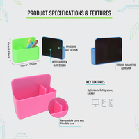 Boîte de rangement de bureau en plastique légère, colorée, créative et durable, forme carrée, porte-stylos magnétique