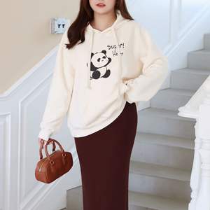 Sudadera con Capucha de Felpa Volcánica con Estampado de Dibujos Animados, Talla Grande N8756, Sudadera Extra Grande para Mujer con Cordón Ajustable, Tela de Algodón - Product Image 5