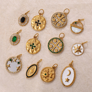 Collier en acier inoxydable avec pendentif rond en zircon étoile de mer, style vintage français, pour femme, accessoire de bijoux, cadeau - Product Image 3