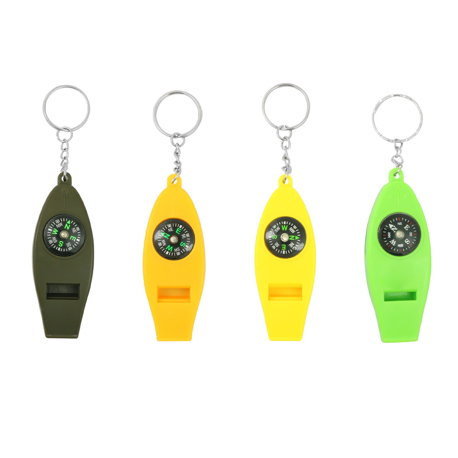Lot De 4 Porte-clés Multifonctions - Avec Lampe, Mètre Mesure Et Boussole, Neufs Avec étiquettes