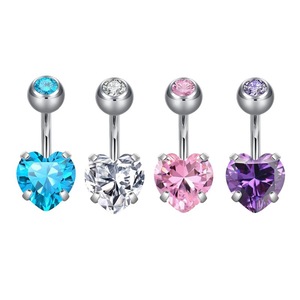 G23 <b>Titanium</b> Heart Shape Belly Button <b>Stud</b> Prong Setting Navel Ornament Women's Fashion Piercing Jewelry - Product Image 5