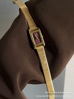 Montre élégante vintage pour femme, luxe, quartz, boîtier en alliage, bracelet en acier inoxydable, cadran en verre, 30 mm, mouvement Seiko, rouge
