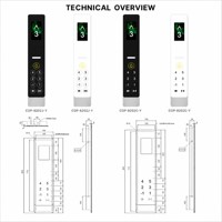 Panneau de commande d'ascenseur en verre, écran tactile TFT LED 4,3 pouces, bouton tactile, modèle pour usage en villa, COP-8202J-Y