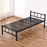 Lit simple en métal noir moderne et abordable pour garçons et filles, idéal pour dortoir scolaire ou chambre à coucher