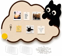 Tableau d'affichage mural en feutre en forme de nuage de chat mignon, tableau de messages, présentoir photo, tableau à épingles pour la décoration de la maison, du bureau ou de la salle de classe
