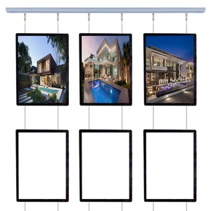 6 X A3 Vertical Dual-Sided Poster Frames Hanging Illuminated <b>Window</b> Display <b>Light</b> Boxes for Real Estate Agency - Product Image 1