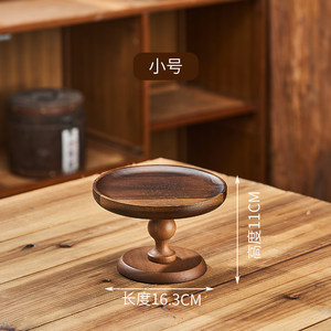 Assiette <span class=keywords><strong>à</strong></span> dessert ronde en bois d'acacia sur pieds hauts avec couvercle en verre, origine Chine, pour gâteau, <span class=keywords><strong>pain</strong></span>, fruits, en-cas - Product Image 6