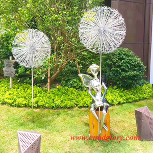 Escultura de diente de león de acero inoxidable Artesanía de metal Versátil Navidad Halloween Día nacional Ángel Hada Música Amor Moda - Product Image 5