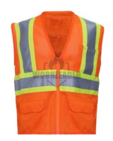 Chaleco de Seguridad Naranja de Alta Visibilidad, Reflectante, Ropa de Trabajo Industrial, Malla Transpirable, Chaleco de Construcción con Bolsillos