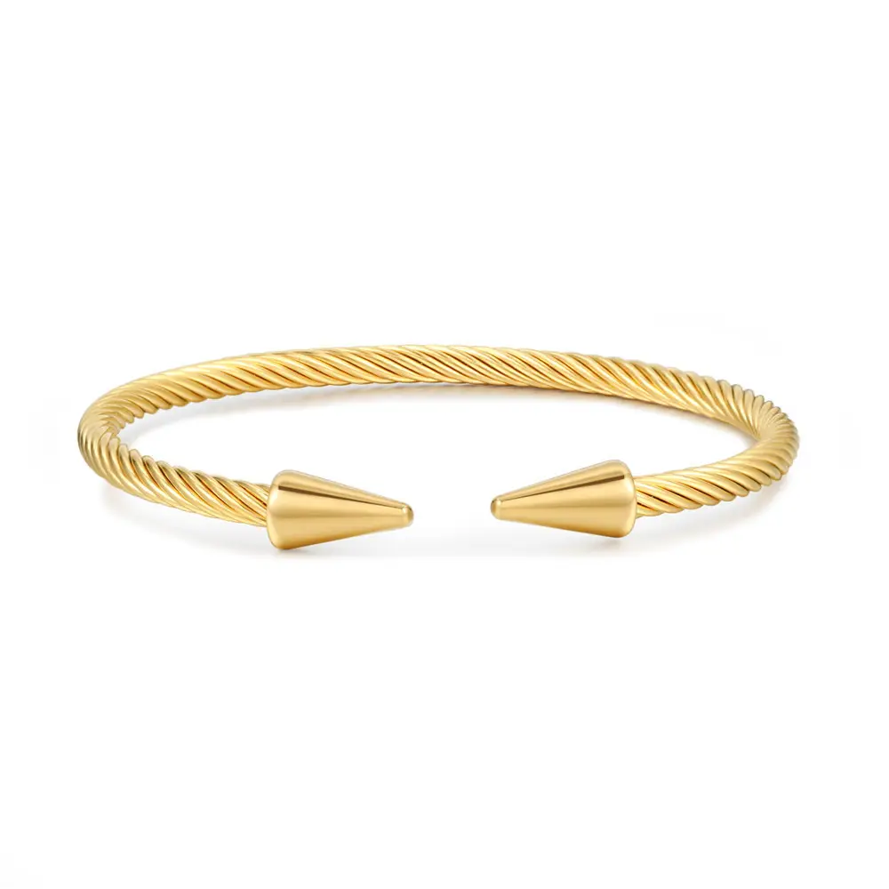 Duy nhất hai lớp thép không gỉ phụ nữ người đàn ông đồ trang sức mở Bangle tùy chỉnh khắc tên Cuff Vòng đeo tay