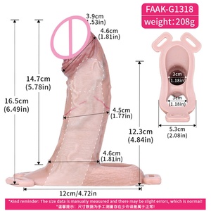 FAAK Silicone Penis Sleeve Strap on Hollow <b>Dildo</b> with Ferrule Penis ExtenderDelay Ejaculation Wearable Sex Toy for Men Wholesale - Product Image 2